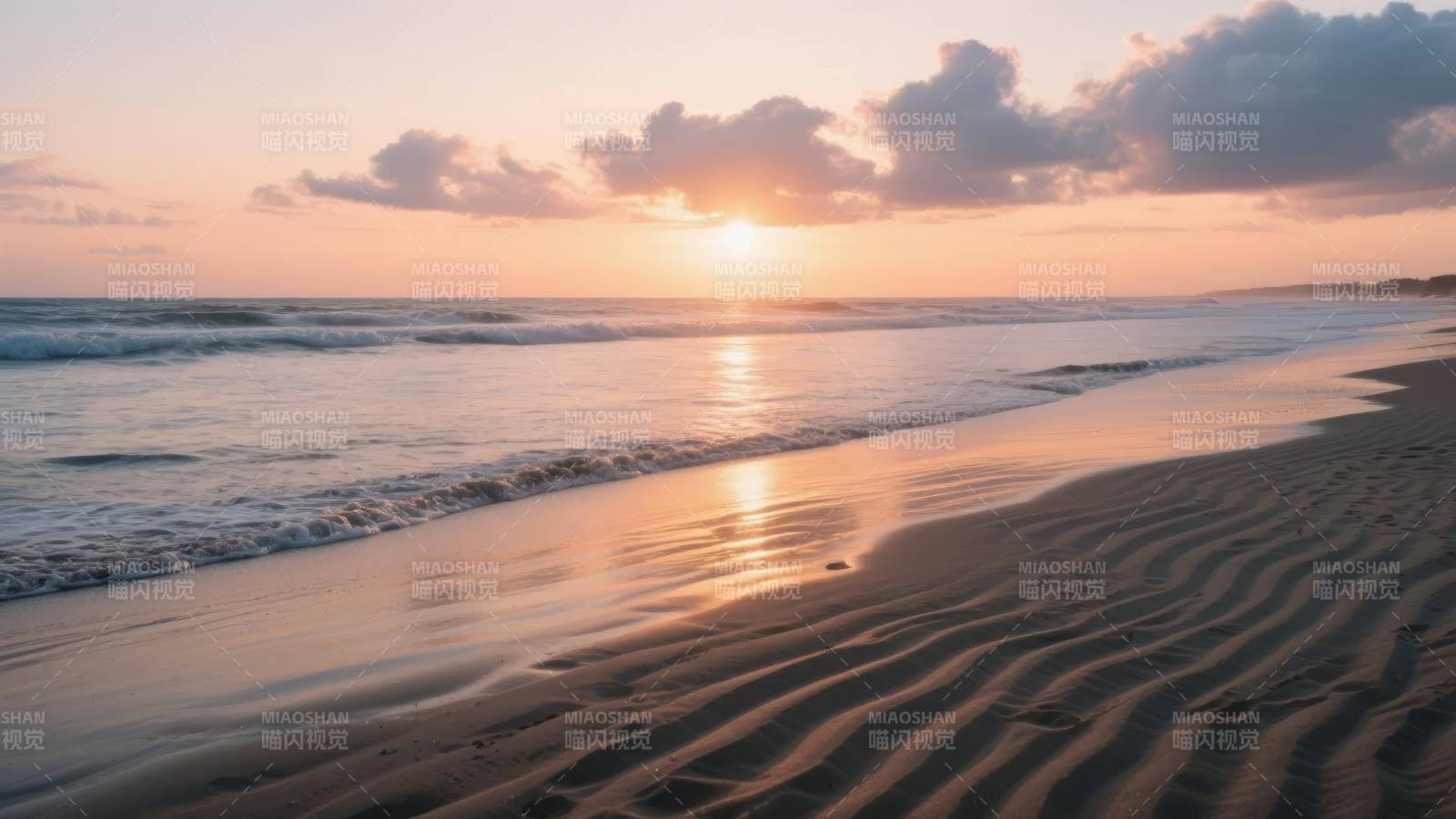 夕阳海滩美景图片