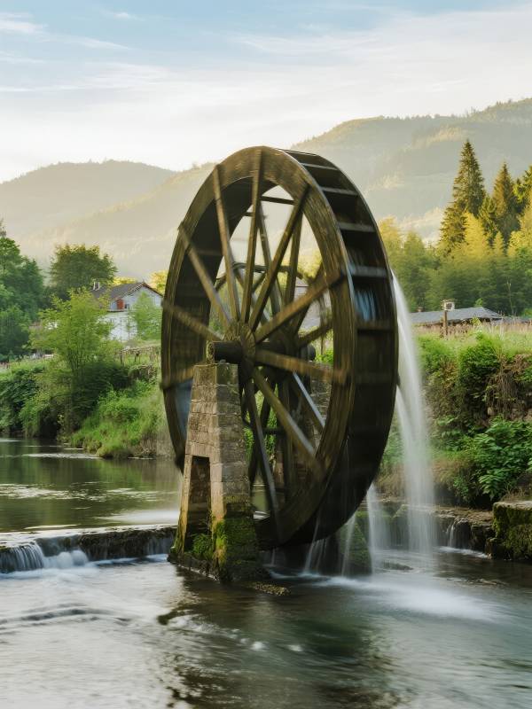 水车潺潺 山间静谧图片