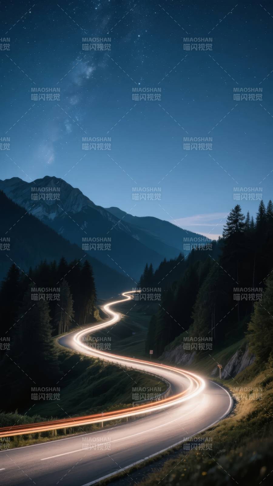 星夜山路图片