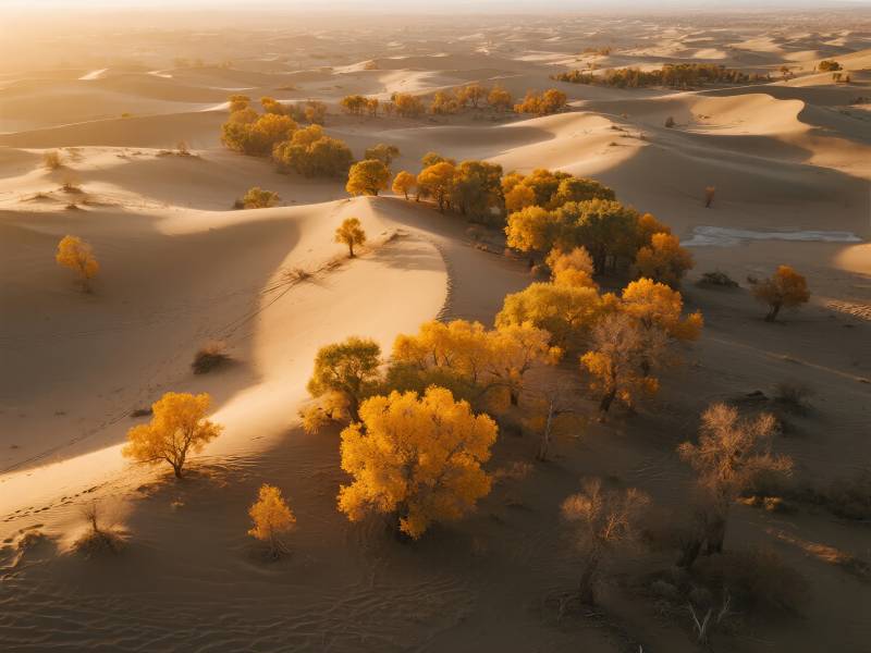沙漠金秋美景图片