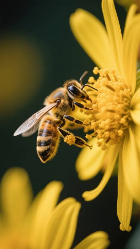 蜜蜂采蜜花丛中图片