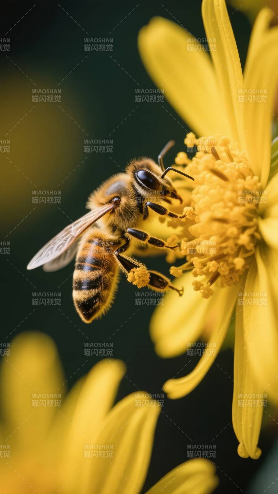 蜜蜂采蜜花丛中图片