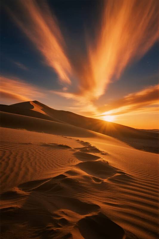 沙漠日落余晖图片