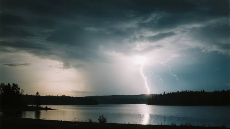 雷电划破夜空图片