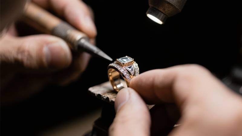 珠宝匠精修戒指图片