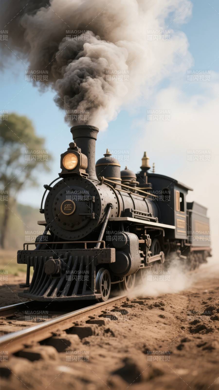 蒸汽火车驰骋乡野图片
