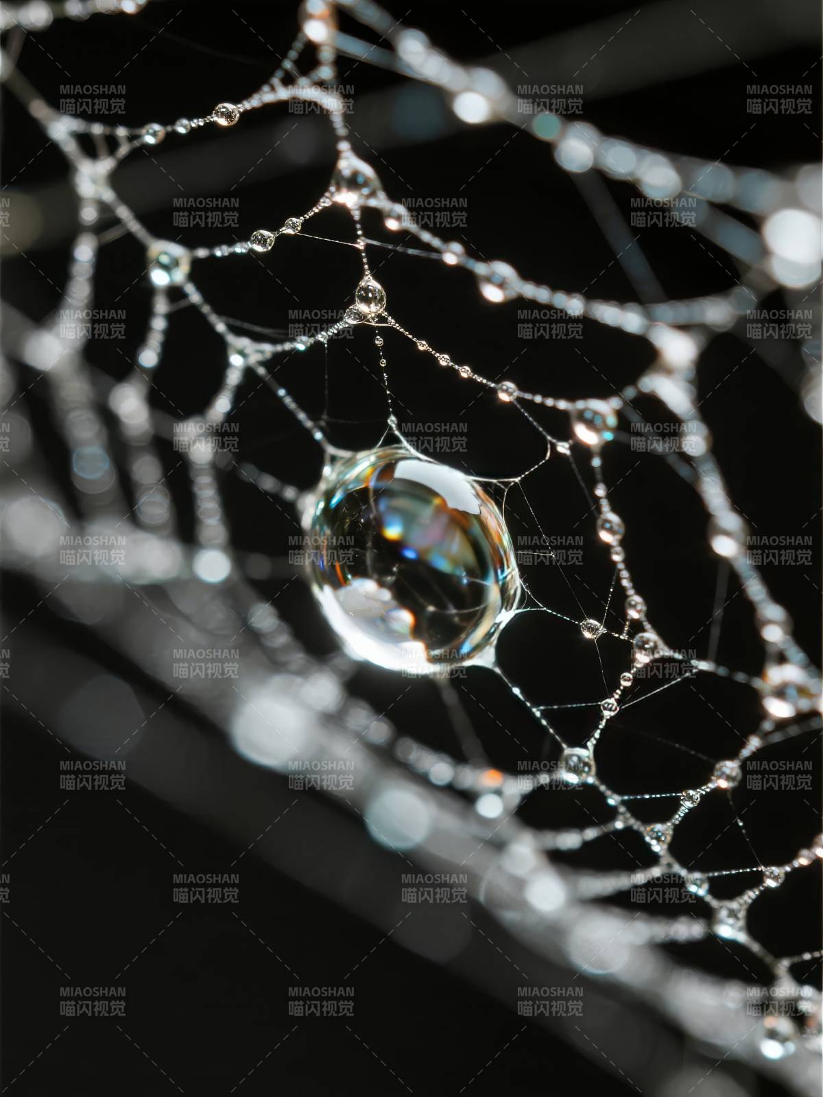 露珠映网 晶莹剔透图片