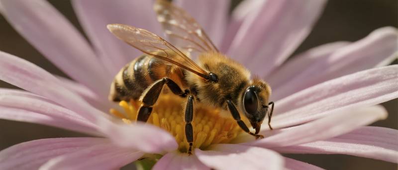 蜜蜂采蜜花间图片