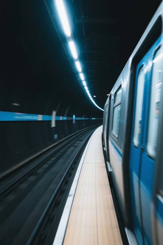 地铁隧道疾驰而过图片