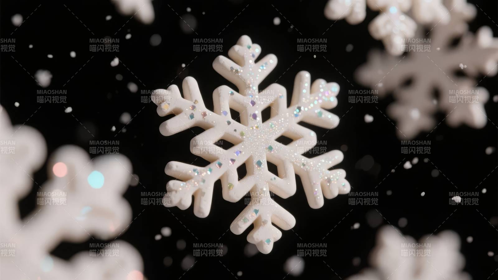 晶莹雪花飘落图片