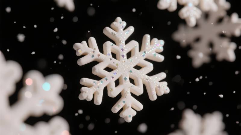 晶莹雪花飘落图片