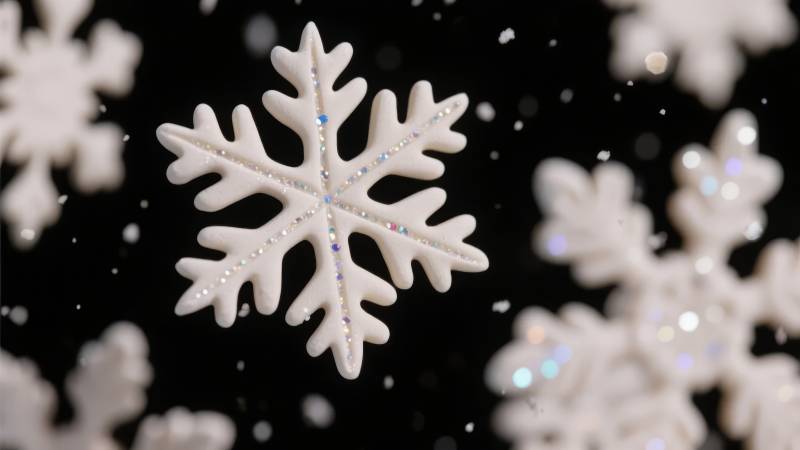 晶莹雪花飘落图片