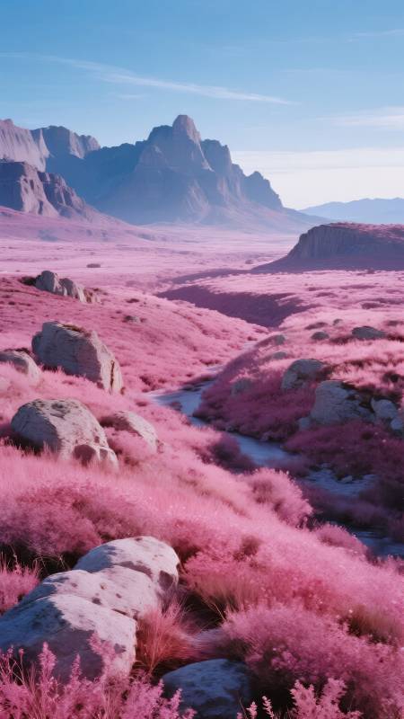 粉红荒原奇景图片