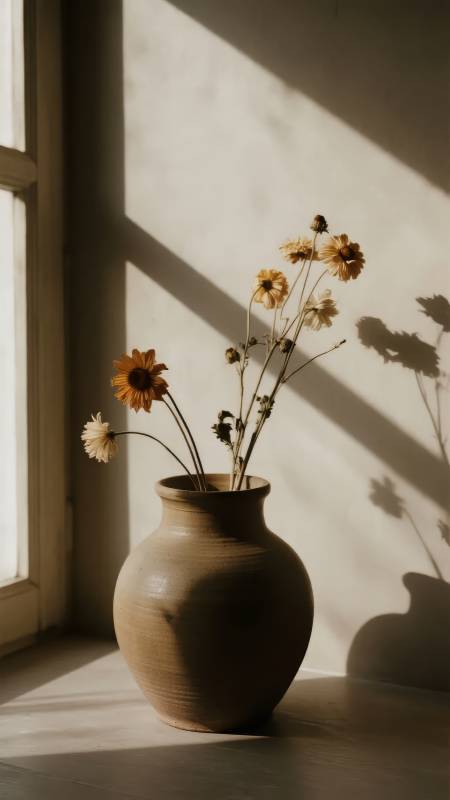 光影中的干花静物图片