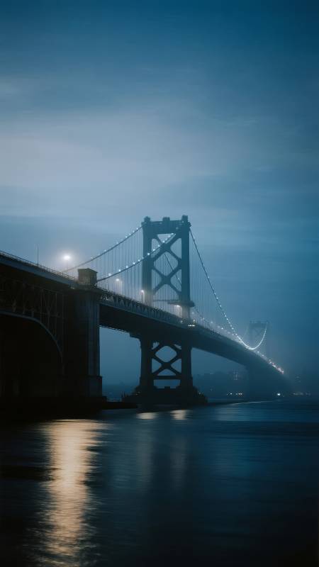 夜幕下的大桥剪影图片