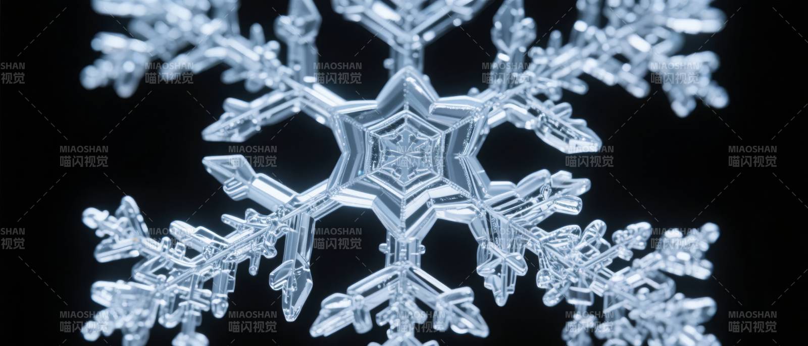 晶莹雪花特写图片