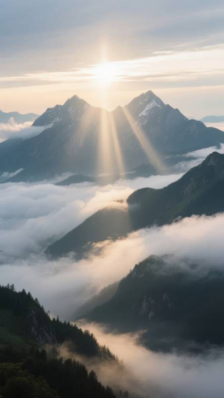 云海日出山巅图片