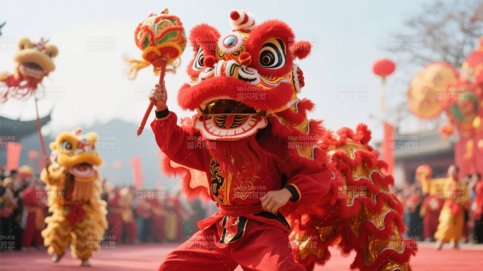 舞狮迎新春图片