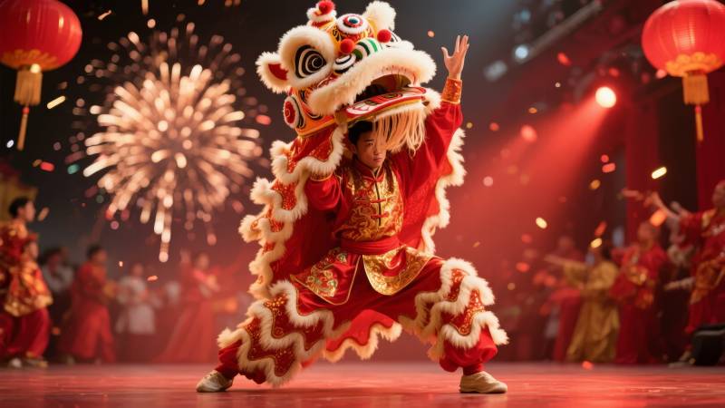 舞狮迎春庆佳节图片