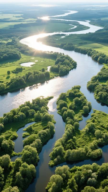 蜿蜒碧水绿洲图片