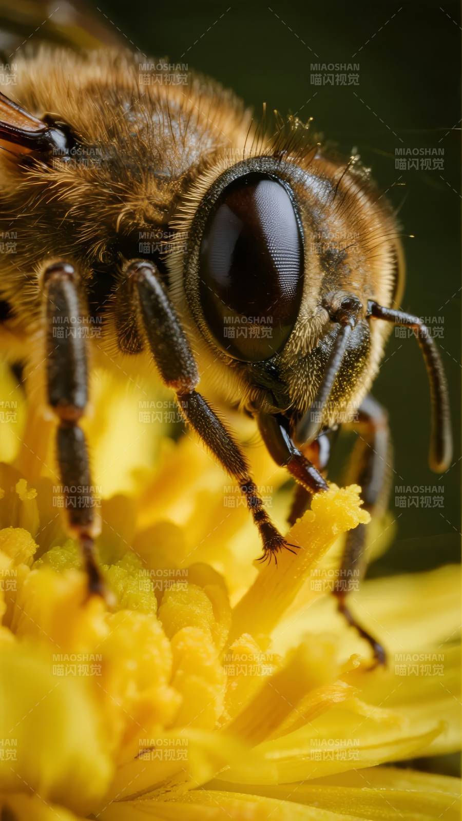 蜜蜂采蜜特写图片