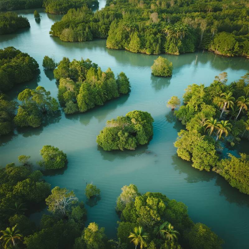 碧水绿岛仙境图片