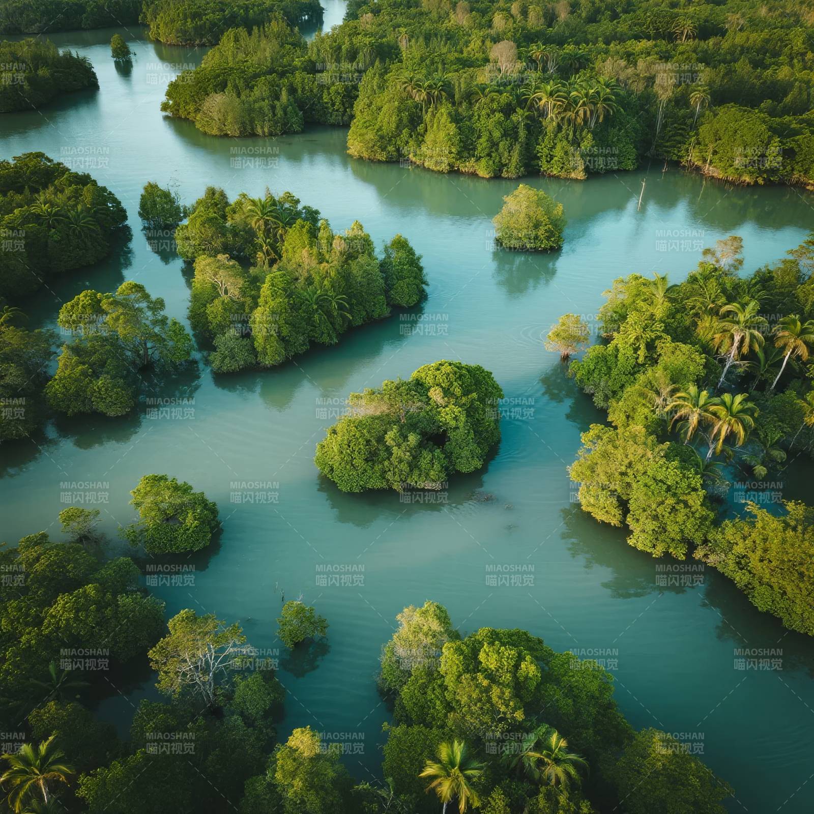 碧水绿岛仙境图片