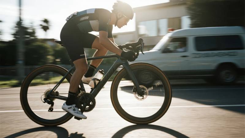 骑行者疾驰街头图片