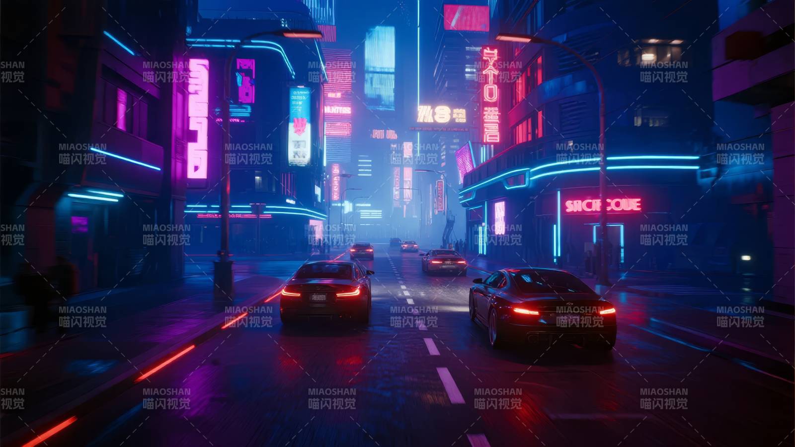 霓虹都市夜景图片