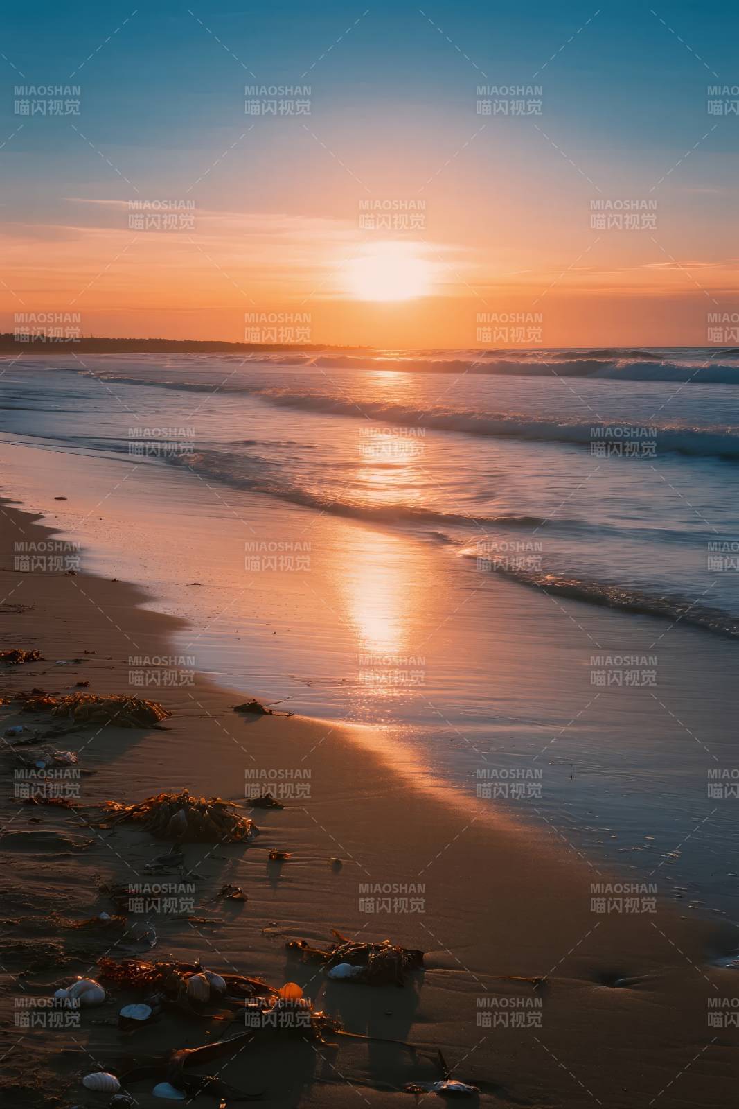 夕阳海滩美景图片
