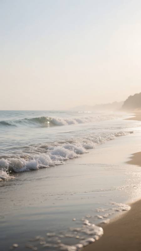 晨曦海滩波光粼粼图片