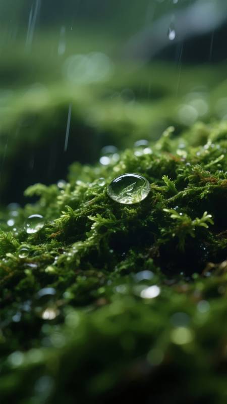 雨滴凝露 绿意盎然图片