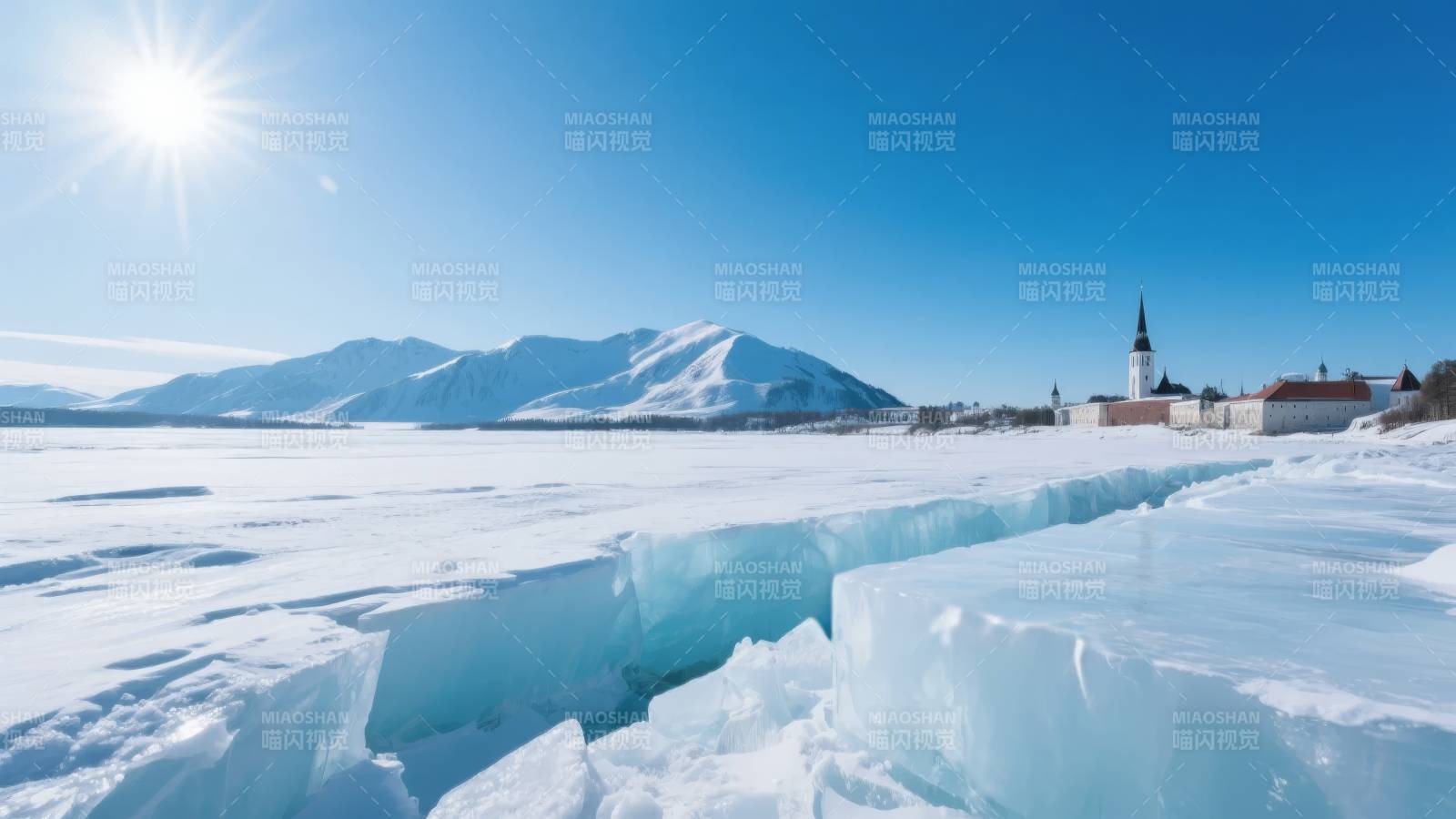 冰湖雪景图片