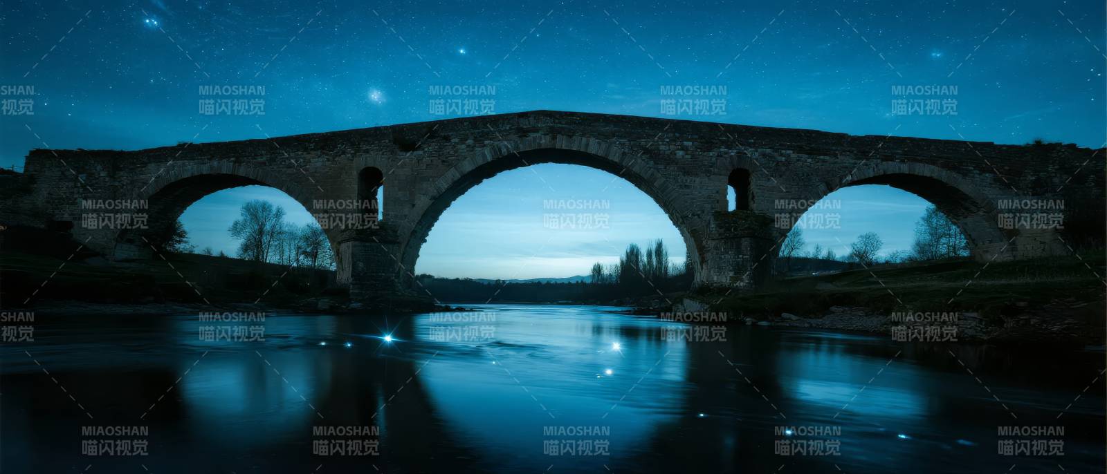 夜桥星河图片
