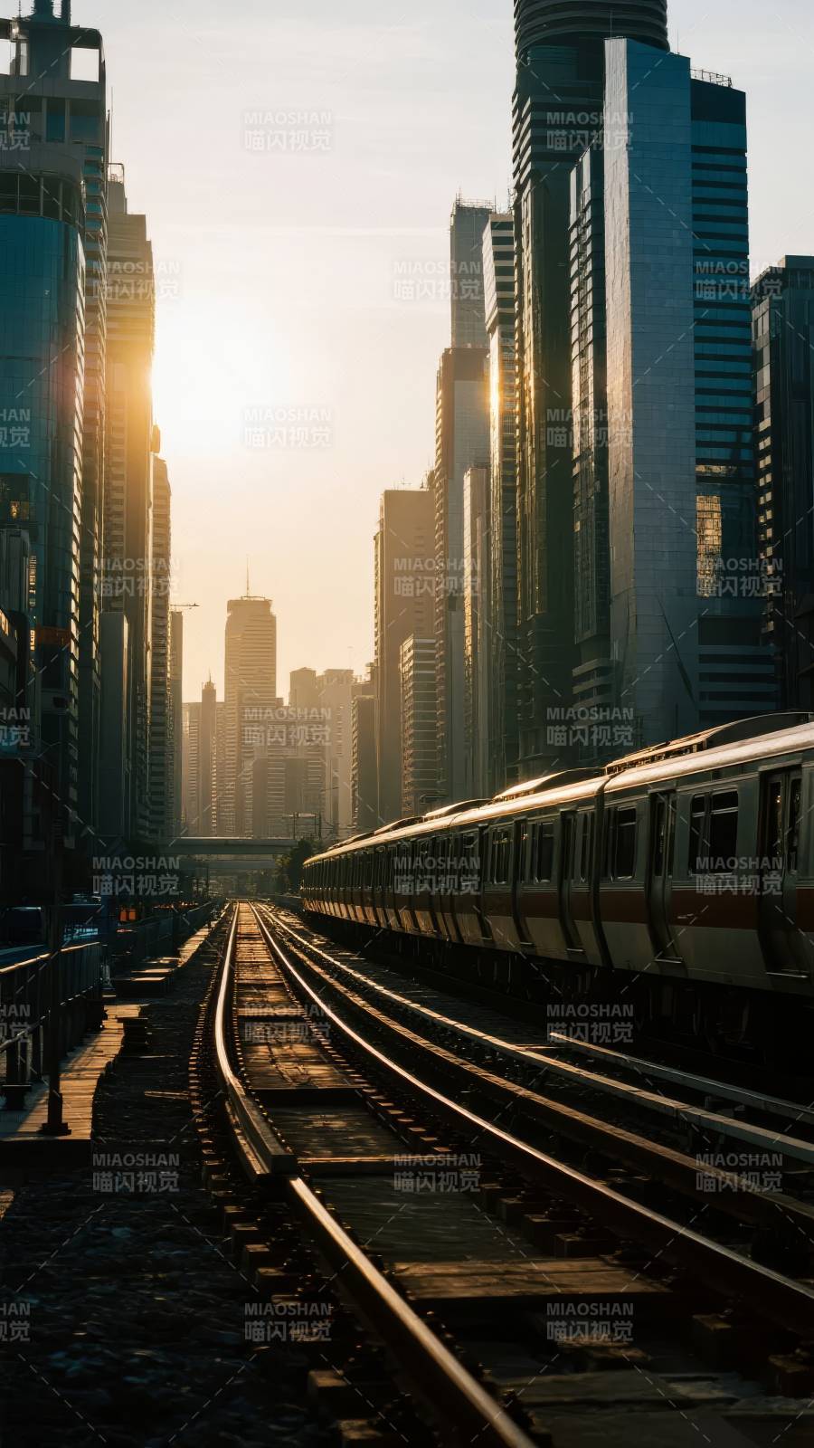 都市晨光中的地铁图片