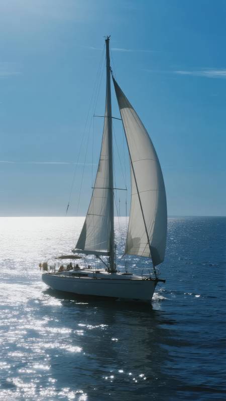 帆船远航碧海蓝天图片