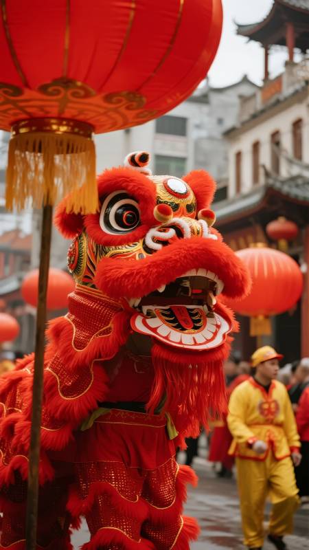 舞狮迎春庆佳节图片