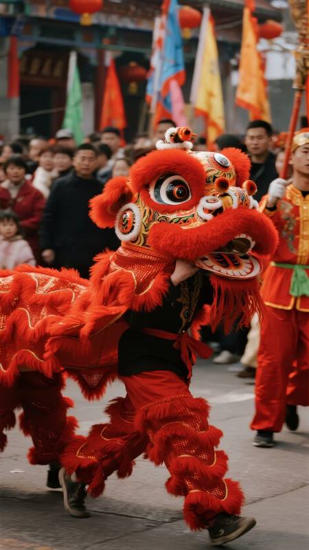 舞狮迎新春图片