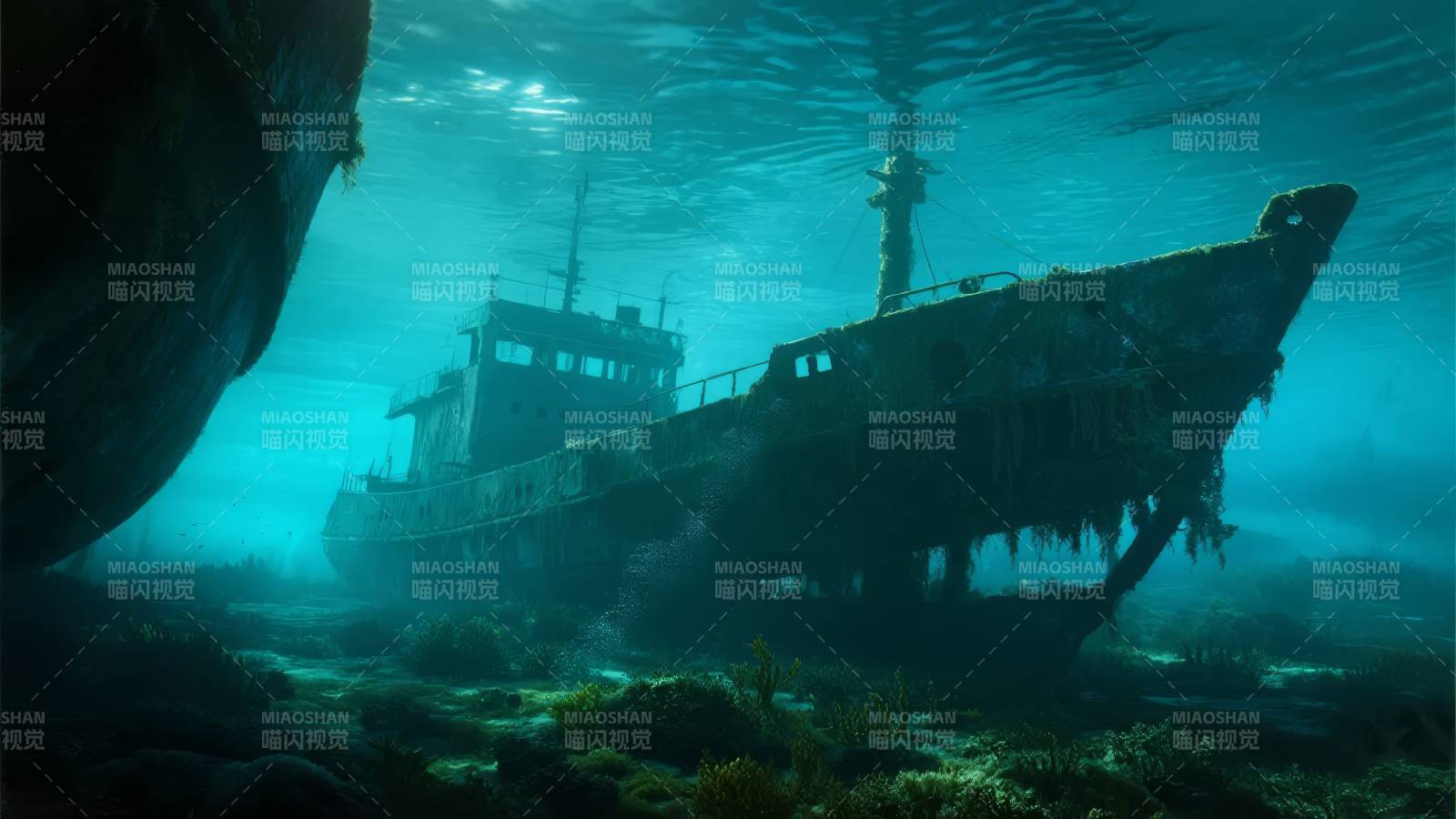 海底沉船遗迹图片
