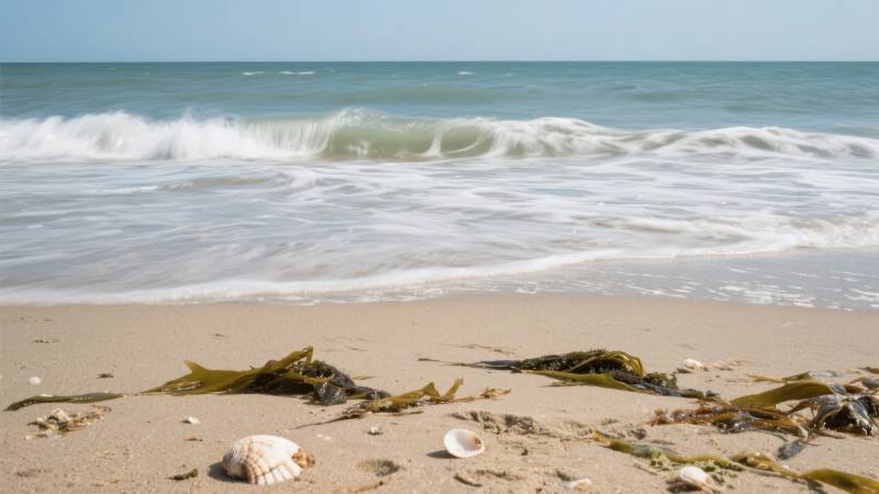 海滩浪花与贝壳图片