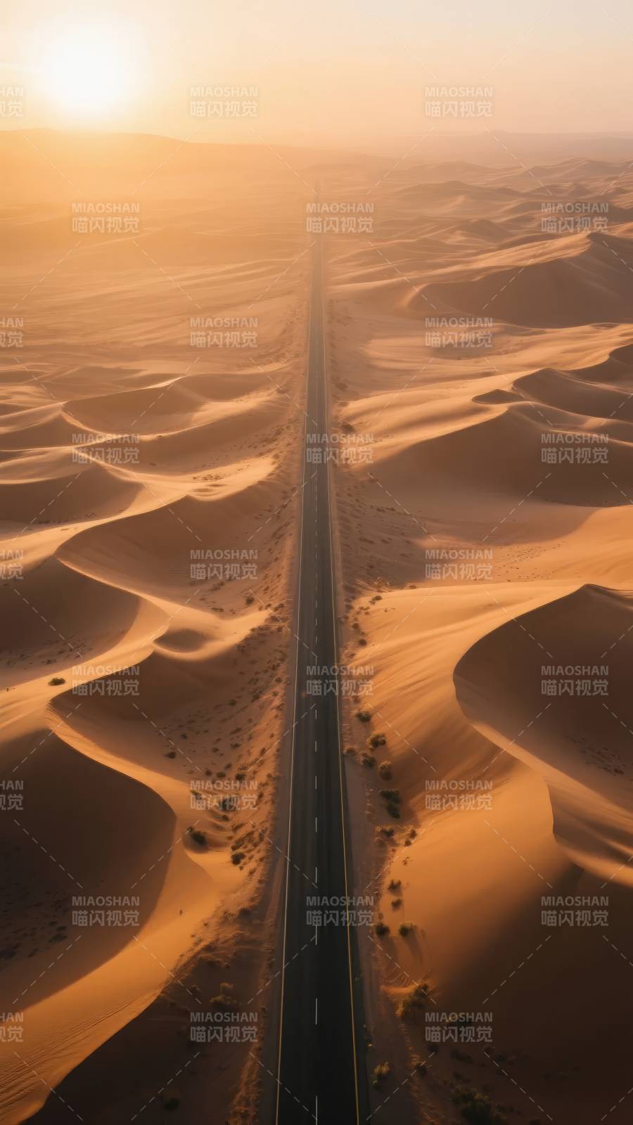 沙漠公路日出图片