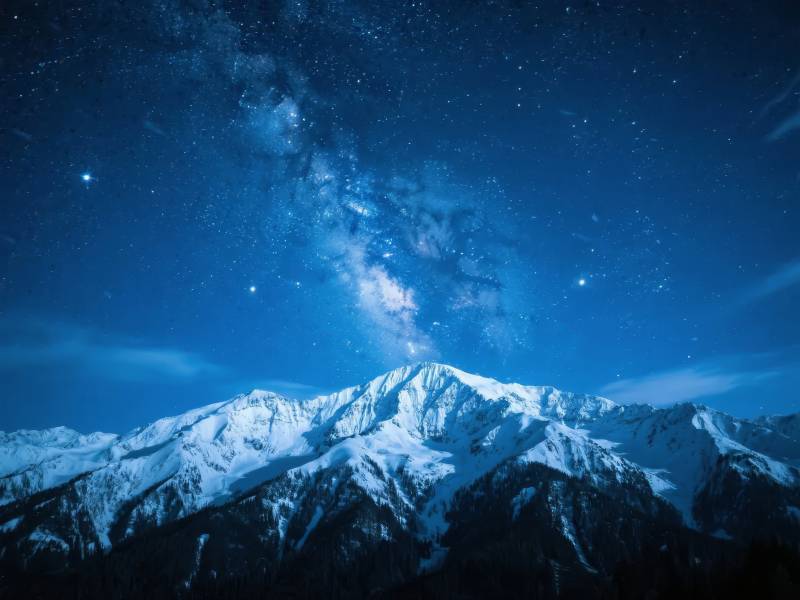雪山星河夜景图片
