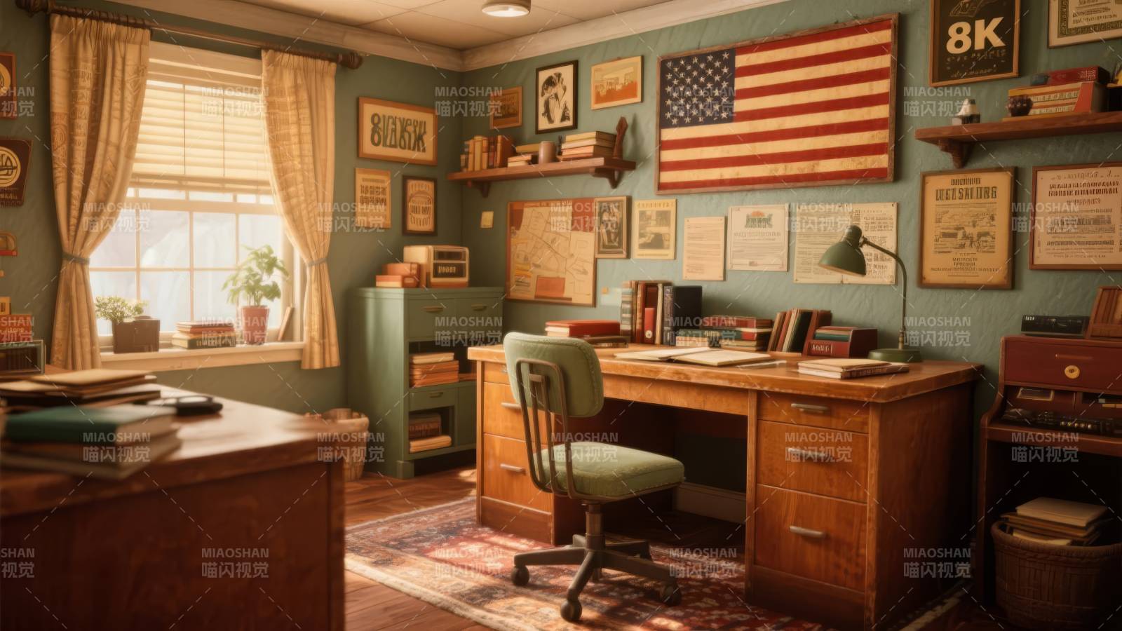 复古书房一角图片