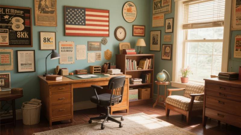 复古书房一角图片