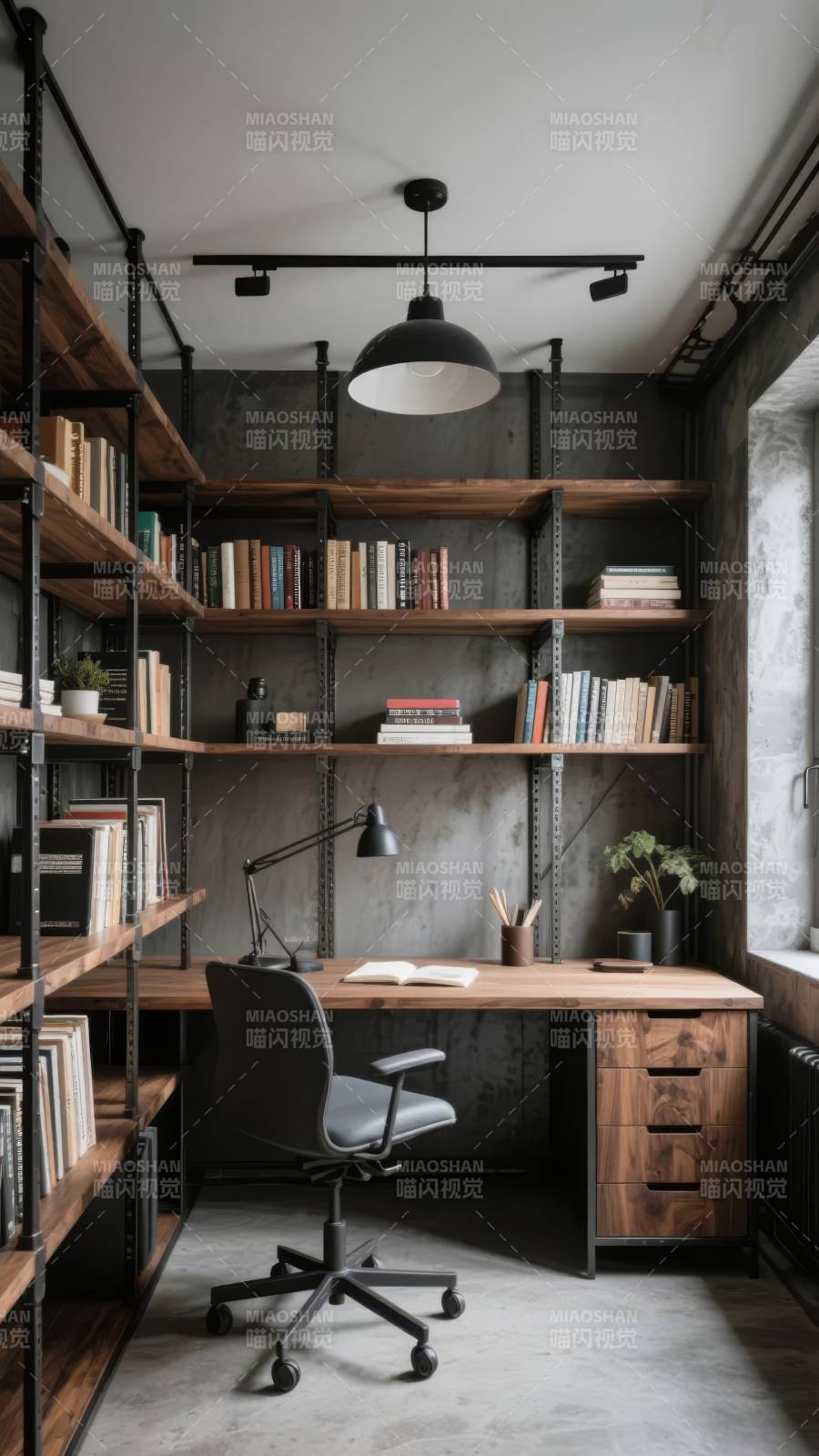 工业风书房设计图片
