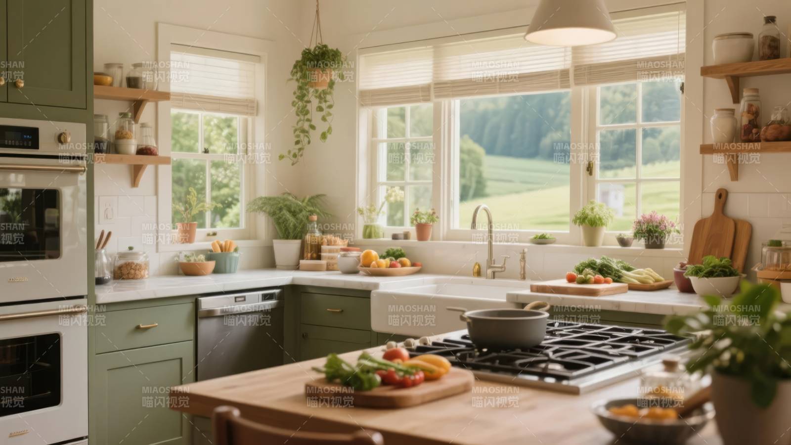 田园厨房美景图片
