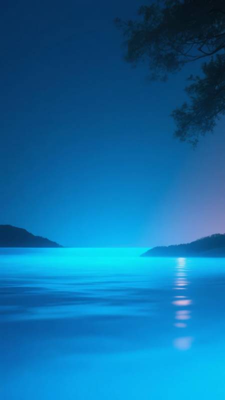 湖光夜色静谧图片