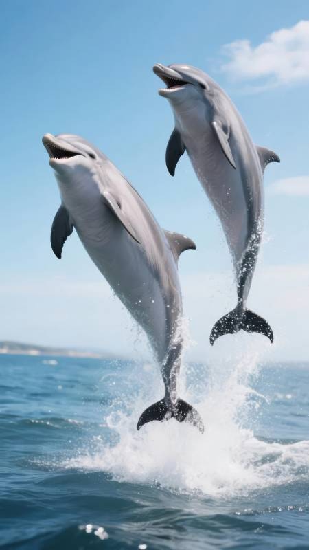 海豚跃出水面图片