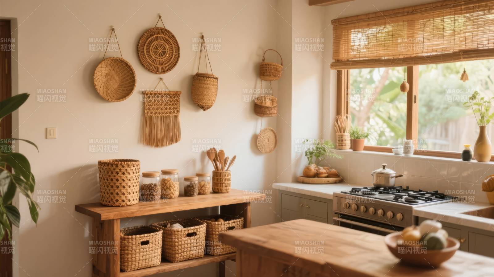 温馨田园厨房一角图片