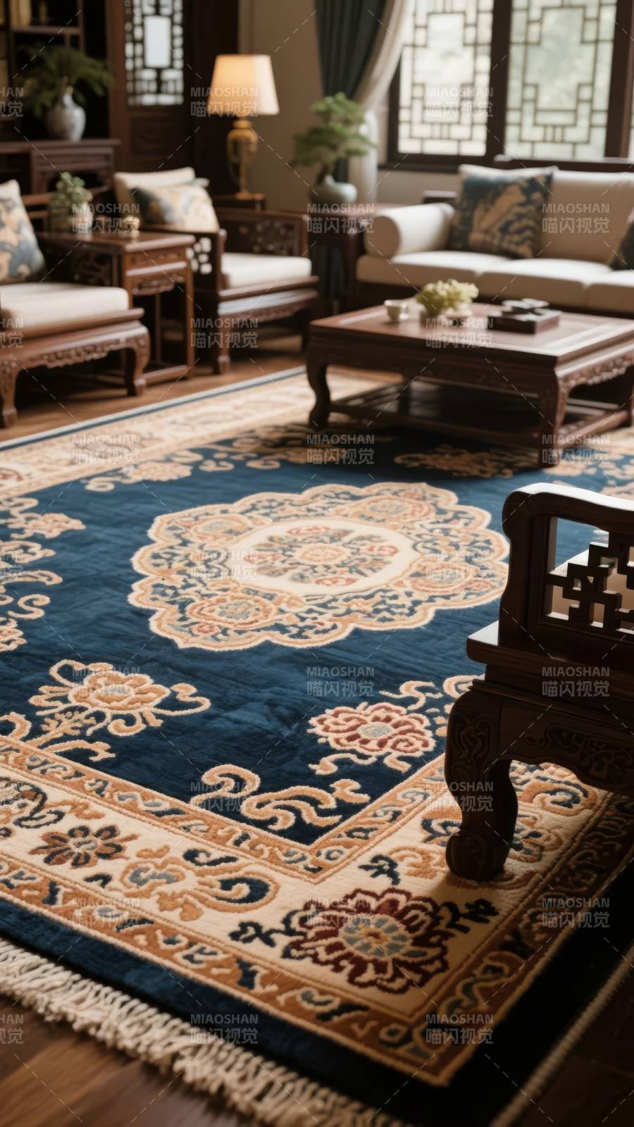 中式古典客厅地毯图片